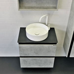 Тумба подвесная с раковиной Comforty Эдинбург 60-2 см (раковина 9111), бетон светлый фото 