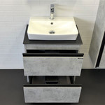 Тумба подвесная с раковиной Comforty Эдинбург 60-2 см (раковина 9055RA-50), бетон светлый фото 