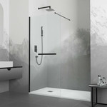 Душевая перегородка RGW WA-041B 120x195 см 35104012-14 (стекло 8 мм) с кронштейном в комплекте, черный/прозрачное фото 