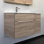 Тумба подвесная с раковиной Comforty Варна 90 см, дуб сонома фото 