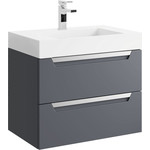 Тумба подвесная с раковиной Aqwella Cube 70 см CUB0107GR, серый, Цвет фасада: серый фото 