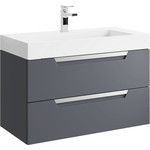 Тумба подвесная с раковиной Aqwella Cube 90 см CUB0109GR, серый, Цвет фасада: серый фото 