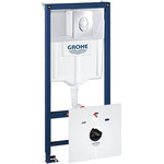 Инсталляция для подвесного унитаза с прокладкой Grohe Rapid SL 38750001 с овальной кнопкой смыва, хром фото 