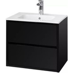 Тумба подвесная с раковиной Акватон Римини 60 см 1A2266K1RN950, чёрный глянцевый фото 