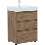 Тумба напольная с раковиной Aquanet Nova Lite 60 см 302471 (3 ящика) дуб рустикальный, Цвет фасада: тёмное дерево фото 