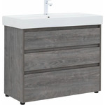 Тумба напольная с раковиной Aquanet Nova Lite 100 см 302479 (3 ящика) дуб рошелье, Цвет фасада: дуб рошелье фото 