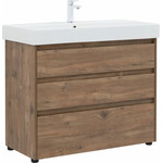 Тумба напольная с раковиной Aquanet Nova Lite 100 см 302480 (3 ящика) дуб рустикальный, Цвет фасада: тёмное дерево фото 