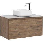 Тумба подвесная со столешницей Aquanet Nova Lite 100 см 249520 (1 ящик) дуб рустикальный, Цвет фасада: тёмное дерево фото 