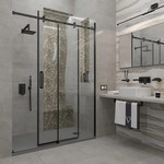 Душевая дверь Veconi Vianno 150 см VN74B-150-01-C4 (стекло 8 мм) чёрный/прозрачное фото 