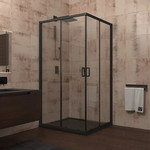 Душевое ограждение Veconi Rovigo 100x100 см RV13-100-01-C5, чёрный/прозрачное фото 