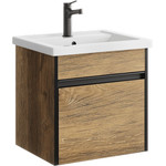 Тумба подвесная с раковиной Aqwella Urban 50 см URB0105DB, дуб балтийский, Цвет фасада: тёмное дерево фото 