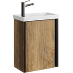 Тумба подвесная с раковиной Aqwella Urban 45 см URB0145DB, дуб балтийский, Цвет фасада: тёмное дерево фото 