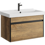 Тумба подвесная с раковиной Aqwella Urban 80 см URB0108DB, дуб балтийский, Цвет фасада: тёмное дерево фото 