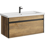 Тумба подвесная с раковиной Aqwella Urban 100 см URB0110DB, дуб балтийский, Цвет фасада: тёмное дерево фото 