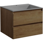 Тумба подвесная с раковиной Vincea Luka 60 см VMC-2L600TO (раковина серая VCB-13600G), дуб табак фото 