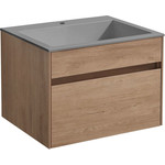 Тумба подвесная с раковиной Vincea Chiara 60 см VMC-2C600NO (раковина серая VCB-13600G), натуральный дуб фото 