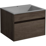 Тумба подвесная с раковиной Vincea Chiara 60 см VMC-2C600RO (раковина серая VCB-13600G), тёмный дуб фото 