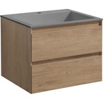 Тумба подвесная с раковиной Vincea Luka 60 см VMC-2L600NO (раковина серая VCB-13600G), натуральный дуб фото 