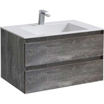 Тумба подвесная с раковиной Vincea Luka 80 см VMC-2L800GS (раковина белая VCB-13800W), серый камень фото 