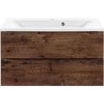 Тумба подвесная с раковиной Vincea Mia 90 см VMC-2MA900RW (раковина белая VCB-3M900W), тёмное дерево фото 