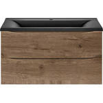 Тумба подвесная с раковиной Vincea Mia 90 см VMC-2MA900VO (раковина черная матовая VCB-3M900B), дуб винтаж фото 