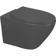 Унитаз подвесной безободковый Azario Keras AZ-99046B с тонкой крышкой микролифт, чёрный матовый, Цвет производителя: чёрный матовый фото 