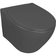 Унитаз подвесной безободковый Azario Keras AZ-99046B с тонкой крышкой микролифт, чёрный матовый, Цвет производителя: чёрный матовый фото 2