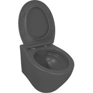 Унитаз подвесной безободковый Azario Keras AZ-99046B с тонкой крышкой микролифт, чёрный матовый, Цвет производителя: чёрный матовый фото 4