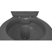 Унитаз подвесной безободковый Azario Keras AZ-99046B с тонкой крышкой микролифт, чёрный матовый, Цвет производителя: чёрный матовый фото 5