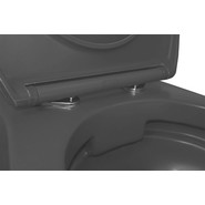 Унитаз подвесной безободковый Azario Keras AZ-99046B с тонкой крышкой микролифт, чёрный матовый, Цвет производителя: чёрный матовый фото 6