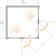 Душевое ограждение Cezares 90x90 см LINER-A-2-90-C-NERO, чёрный/прозрачное фото 6