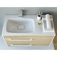 Тумба подвесная с раковиной Aqwella Miami 90 см Mai.01.09/L, белый/беленый дуб фото 2