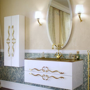 Пенал подвесной Aqwella Clarberg Due amanti 50 см Due.05.05/W/GL, белый/золото фото 2