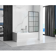 Шторка для ванны CeruttiSpa 80 см MUZA F80, чёрный/прозрачное фото 