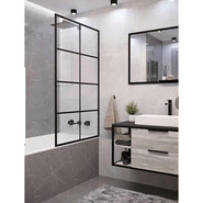 Шторка для ванны CeruttiSpa 80 см MUZA F80, чёрный/прозрачное фото 3