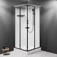 Душевая кабина Am.Pm X-Joy 90х90 см W94C-403-090BT, черный матовый/прозрачное фото 