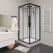 Душевая кабина Parly 90х90 см AMI Quadro, чёрный/прозрачное фото 