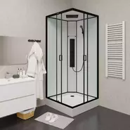 Душевая кабина Parly 90х90 см AMI Quadro, чёрный/прозрачное фото 2