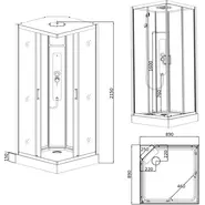 Душевая кабина Parly 90х90 см AMI Quadro, чёрный/прозрачное фото 5