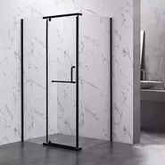 Душевое ограждение Veconi Rovigo 100x90 см RV19B-10090-01-C6, чёрный матовый/прозрачное фото 