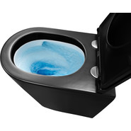 Унитаз подвесной безободковый Azario Teramo AZ-0053-UQ3-MB с крышкой микролифт (система смыва Торнадо) чёрный матовый, Цвет производителя: чёрный матовый фото 6