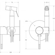 Набор для гигиенического душа Cezares RELAX-DIF-BORO (со скрытой частью), брашированное золото, Цвет производителя: брашированное золото фото 4