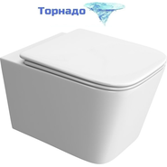 Унитаз подвесной безободковый BelBagno Due-Tor BB5171CH-TOR/SC (Система смыва торнадо) с крышкой микролифт фото 