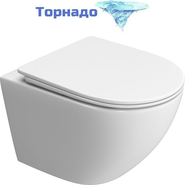 Унитаз подвесной безободковый BelBagno Uno-Tor BB5177CH-TOR/SC (Система смыва торнадо) с крышкой микролифт фото 