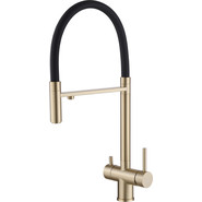 Смеситель для кухни Abber Wasser Kreis AF81141G, с подключением фильтра и выдвижной лейкой, золото матовое, Цвет производителя: золото матовое фото 