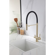 Смеситель для кухни Abber Wasser Kreis AF81141G, с подключением фильтра и выдвижной лейкой, золото матовое, Цвет производителя: золото матовое фото 2