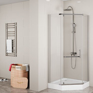 Душевое ограждение Mirsant Arena Pentagon 90х90 см (стекло 8 мм) хром/прозрачное фото 