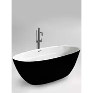 Ванна отдельностоящая CeruttiSpa 170x80 см GRETA170GMB CT10878, чёрный матовый/белый фото 2