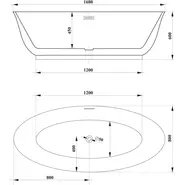 Ванна отдельностоящая CeruttiSpa 170x80 см GRETA170GMB CT10878, чёрный матовый/белый фото 5