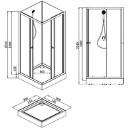 Душевая кабина Loranto Neo 90х90 см CS-21801, чёрный/прозрачное фото 2